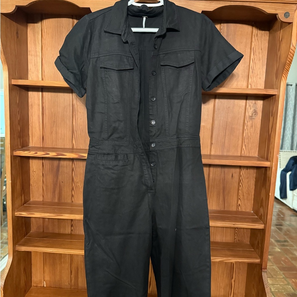 YFB Black Short-Sleeve Utility Jumpsuit
